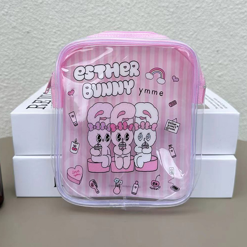 Travel Accessories Pink - Bolsa de Maquiagem Transparente Cute Esther