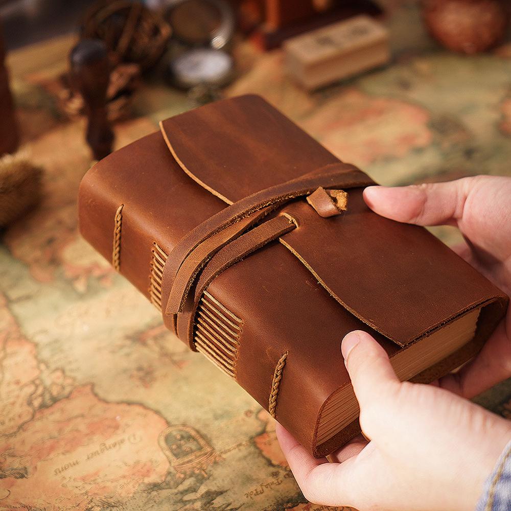 Caderno de couro feito à mão m - Travel Journal Accessories avaliação e preço